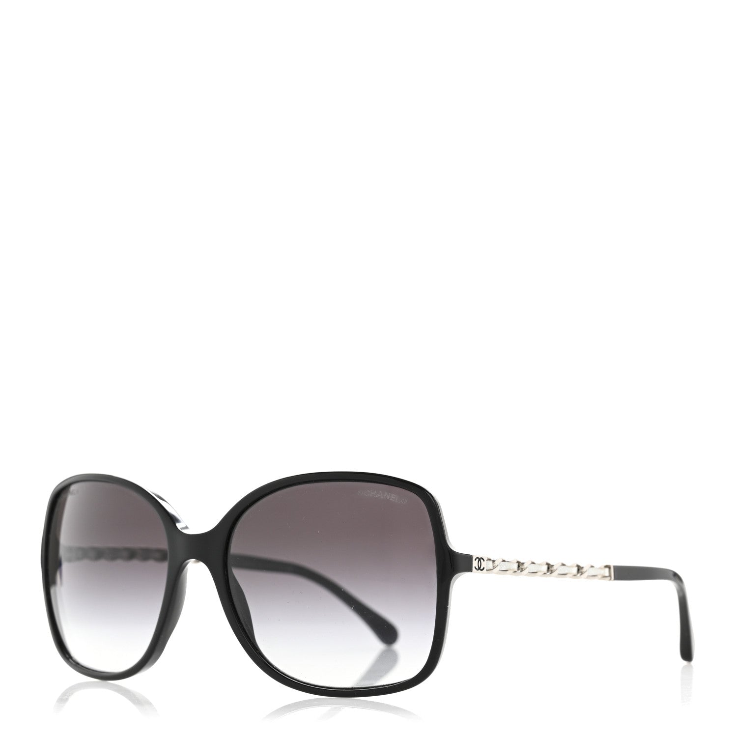 Lambskin Square Chain Sunglasses 5210-Q Black