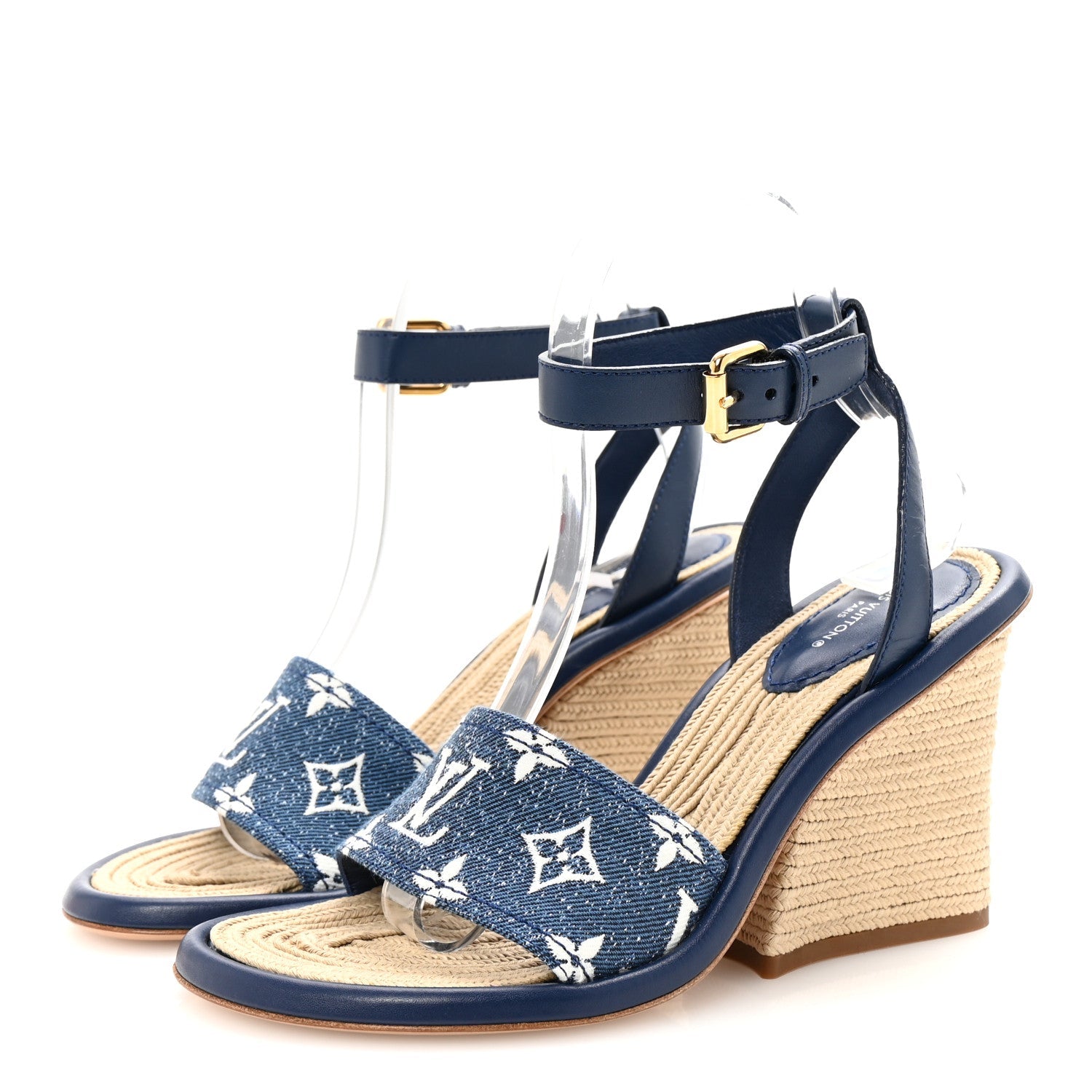 Monogram Denim Maia Wedge Sandal 37