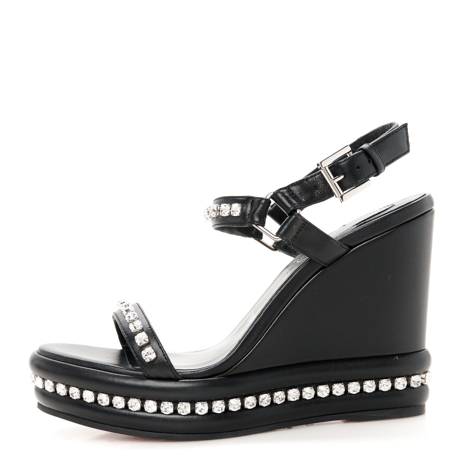 Nappa Crystal Pyrastrass 110 Wedge Sandals 37 Black