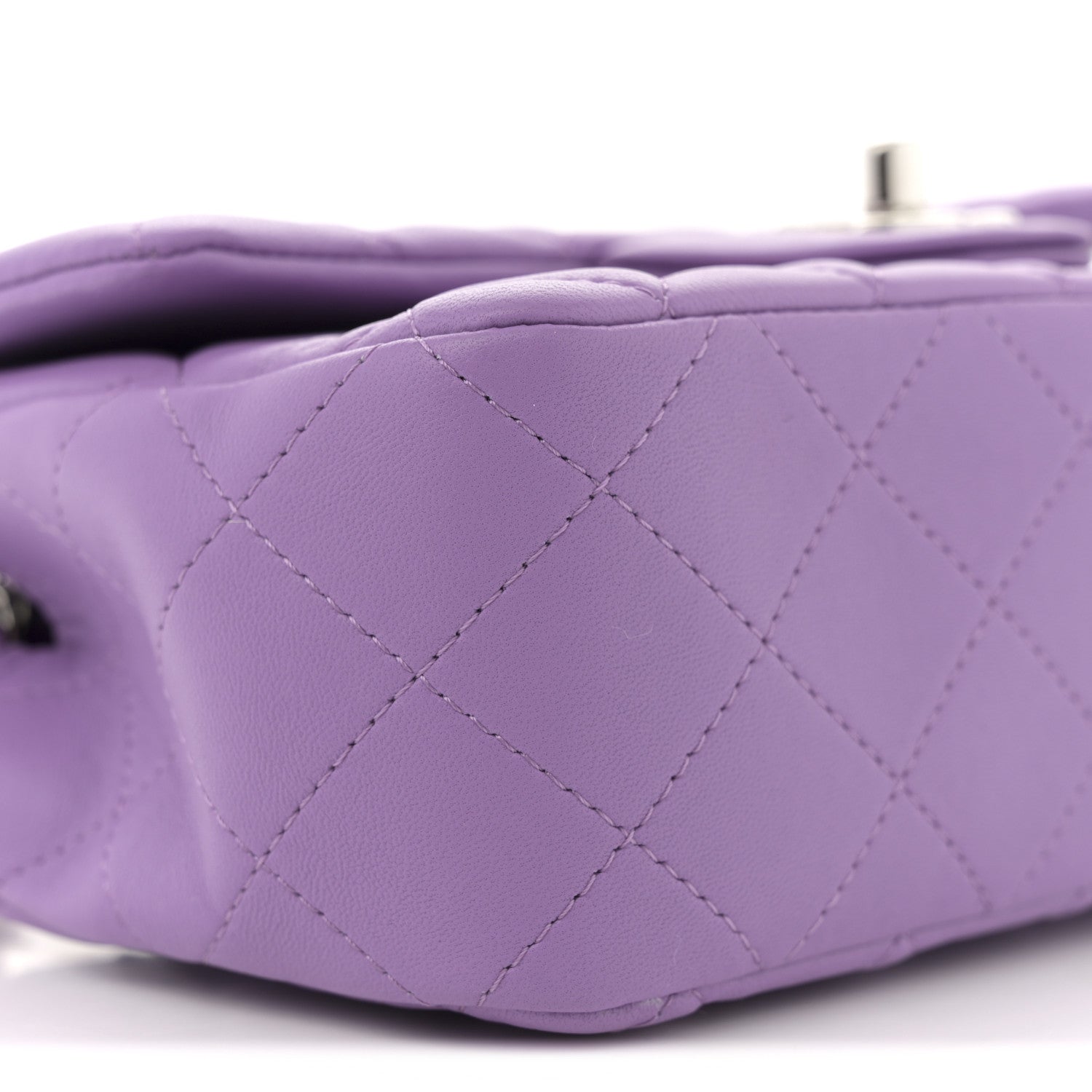 Lambskin Quilted Mini Rectangular Flap Purple