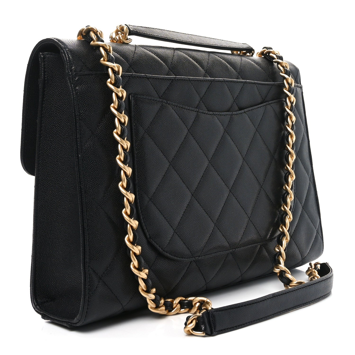 Caviar Quilted Carry Me Top Handle Flap Black