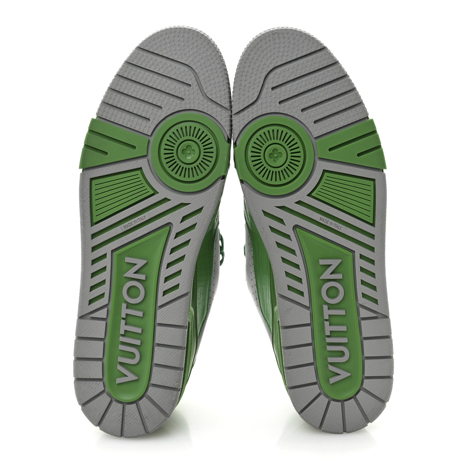 Calfskin Epi Mens LV Trainer Sneakers 11 Green Grey