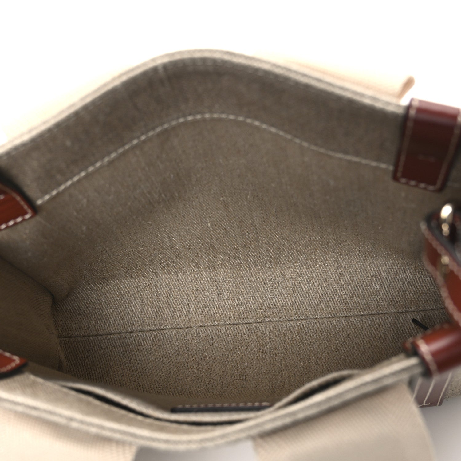 Linen Calfskin Small Woody Ribbon Tote With Strap White Brown