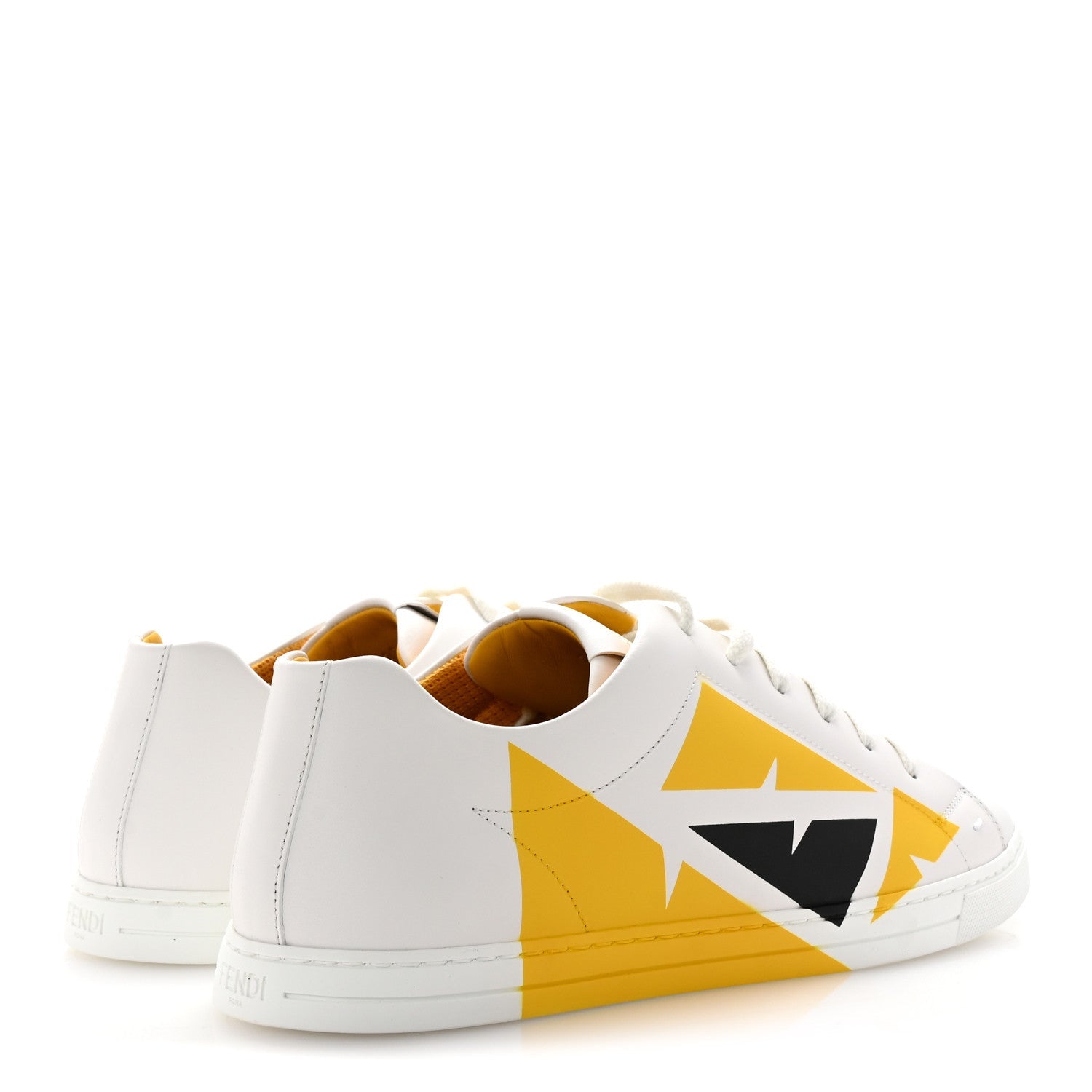 Calfskin Bugs Eye Print Mens Low Top Sneakers 9 White Giallo Black
