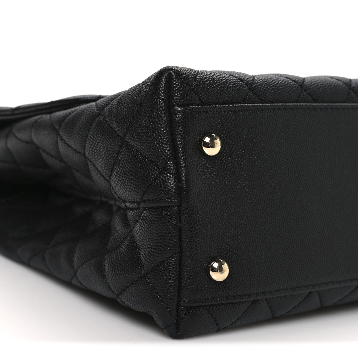 Caviar Lizard Quilted Medium Coco Handle Flap Black