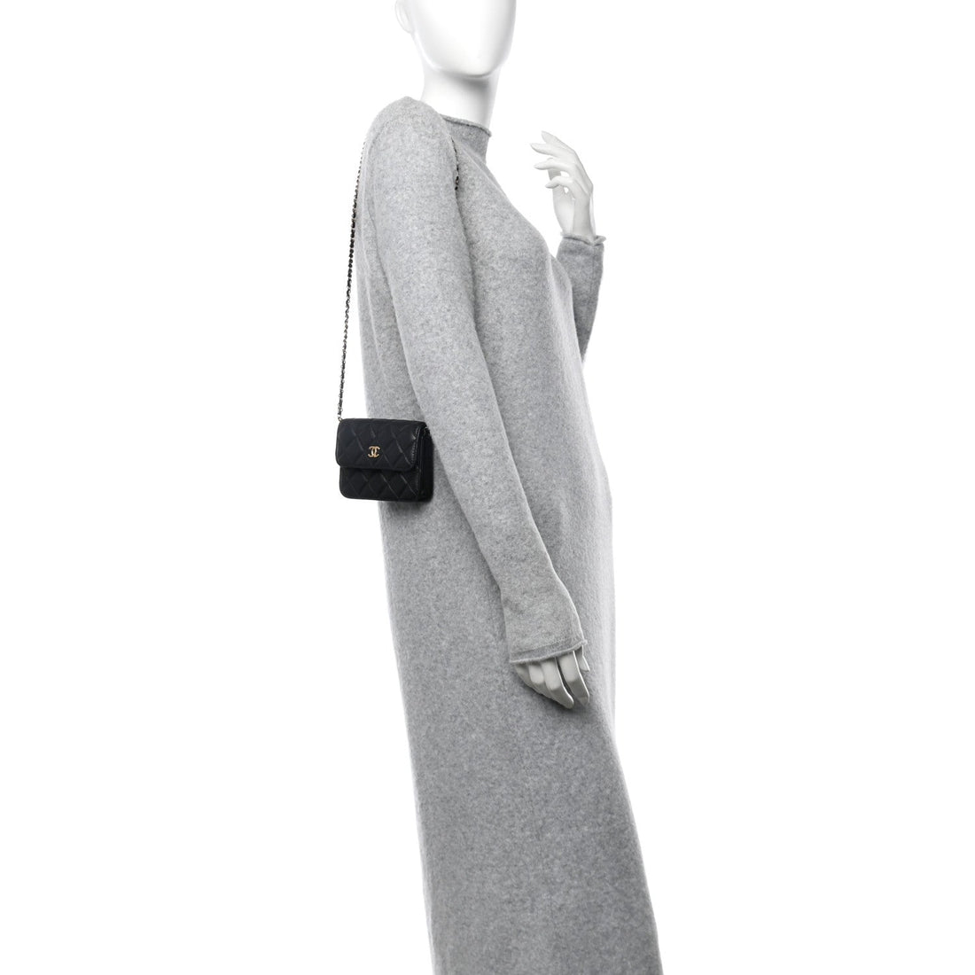 Lambskin Quilted Pearl Crush Clutch With Chain Black