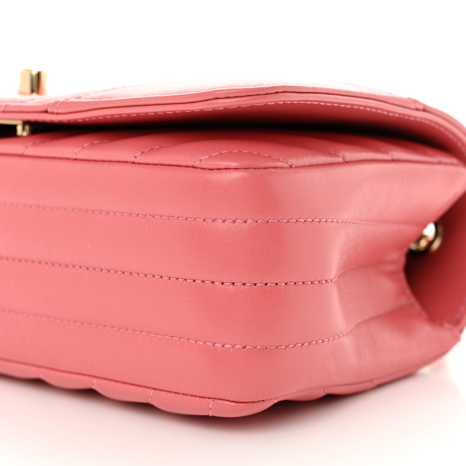 Calfskin Chevron Quilted Mini Statement Flap Pink