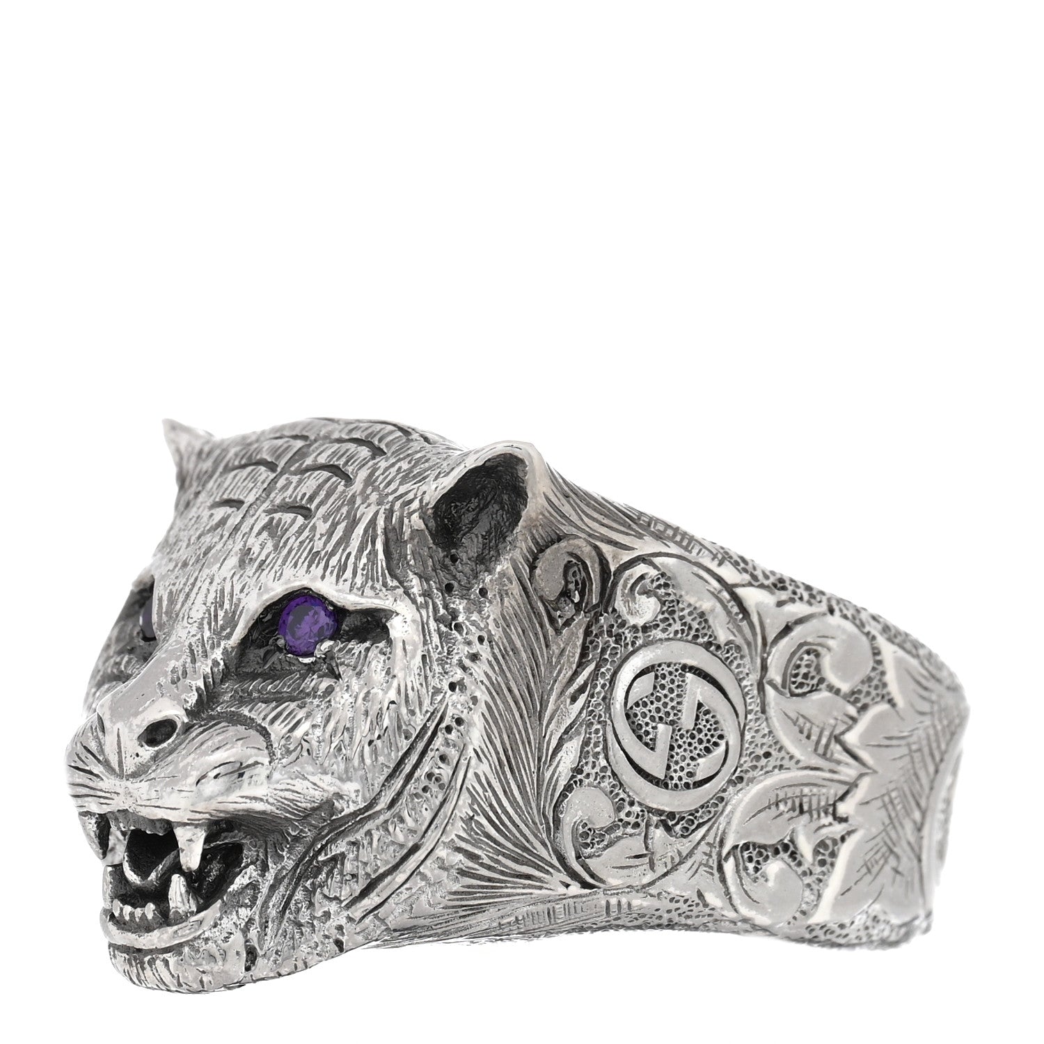 Sterling Silver Crystal Le Marche Des Merveilles Feline Head Ring 61 9.5 Purple
