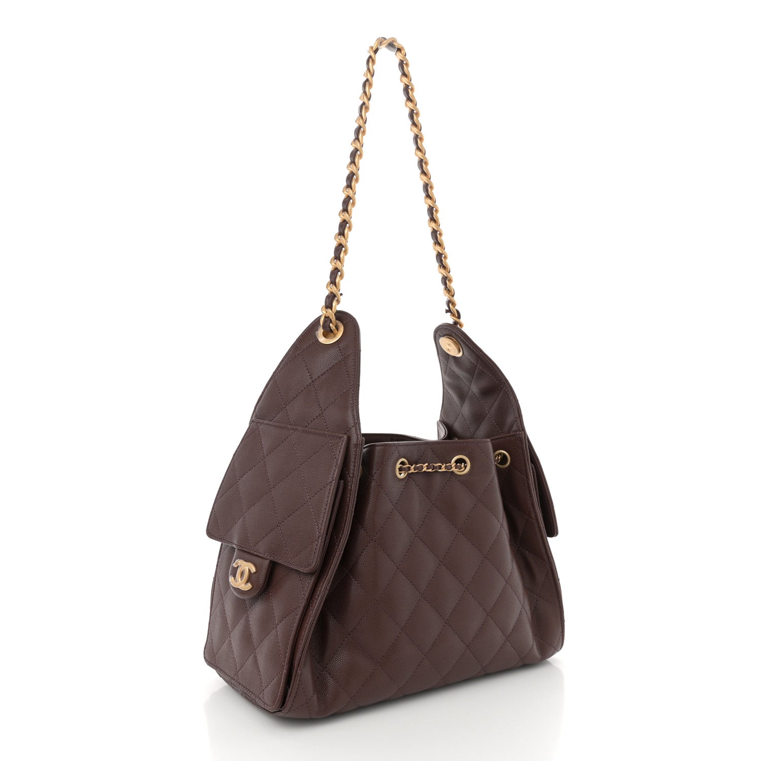 Caviar Quilted Small Chanel 25 Handbag Dark Brown