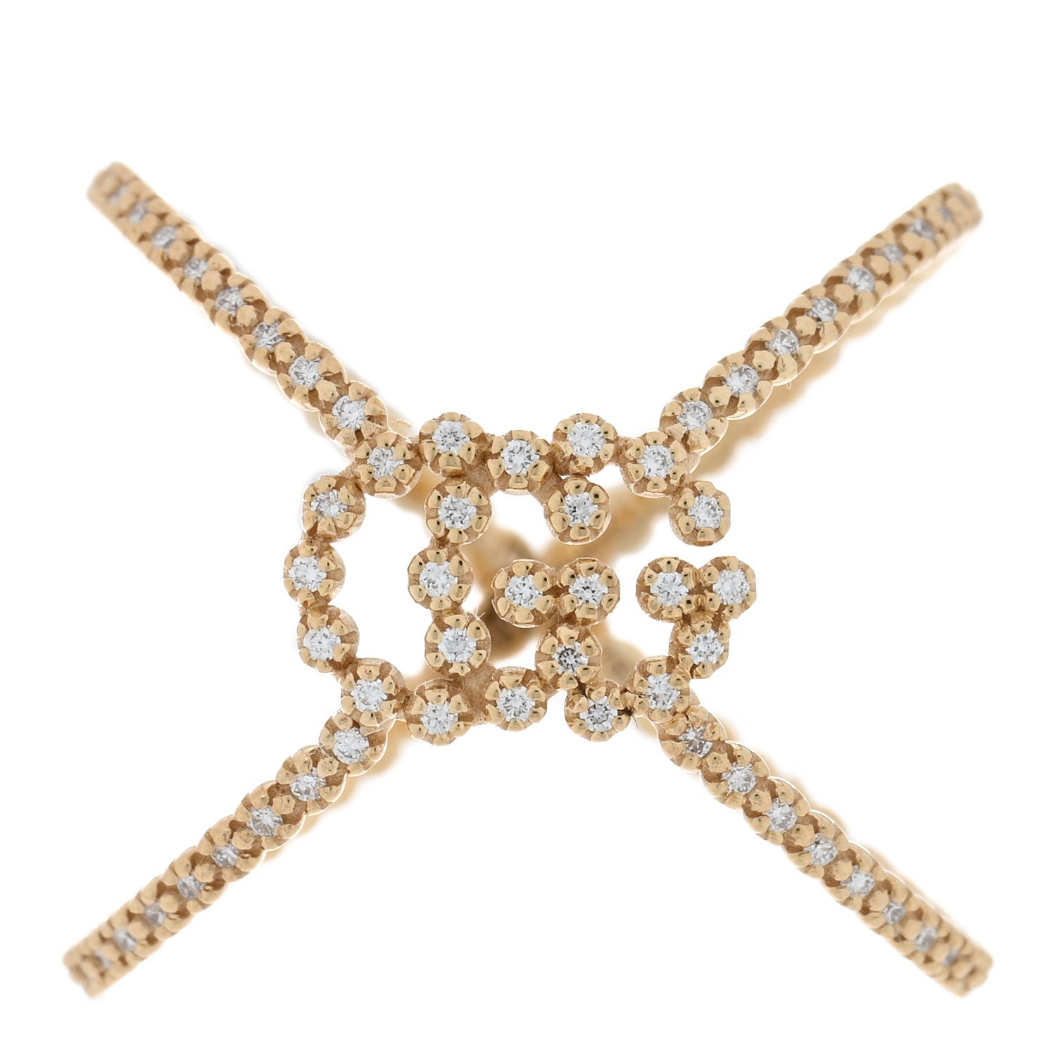 18K Yellow Gold Diamond Running G Cross Pave Ring 56 7.5