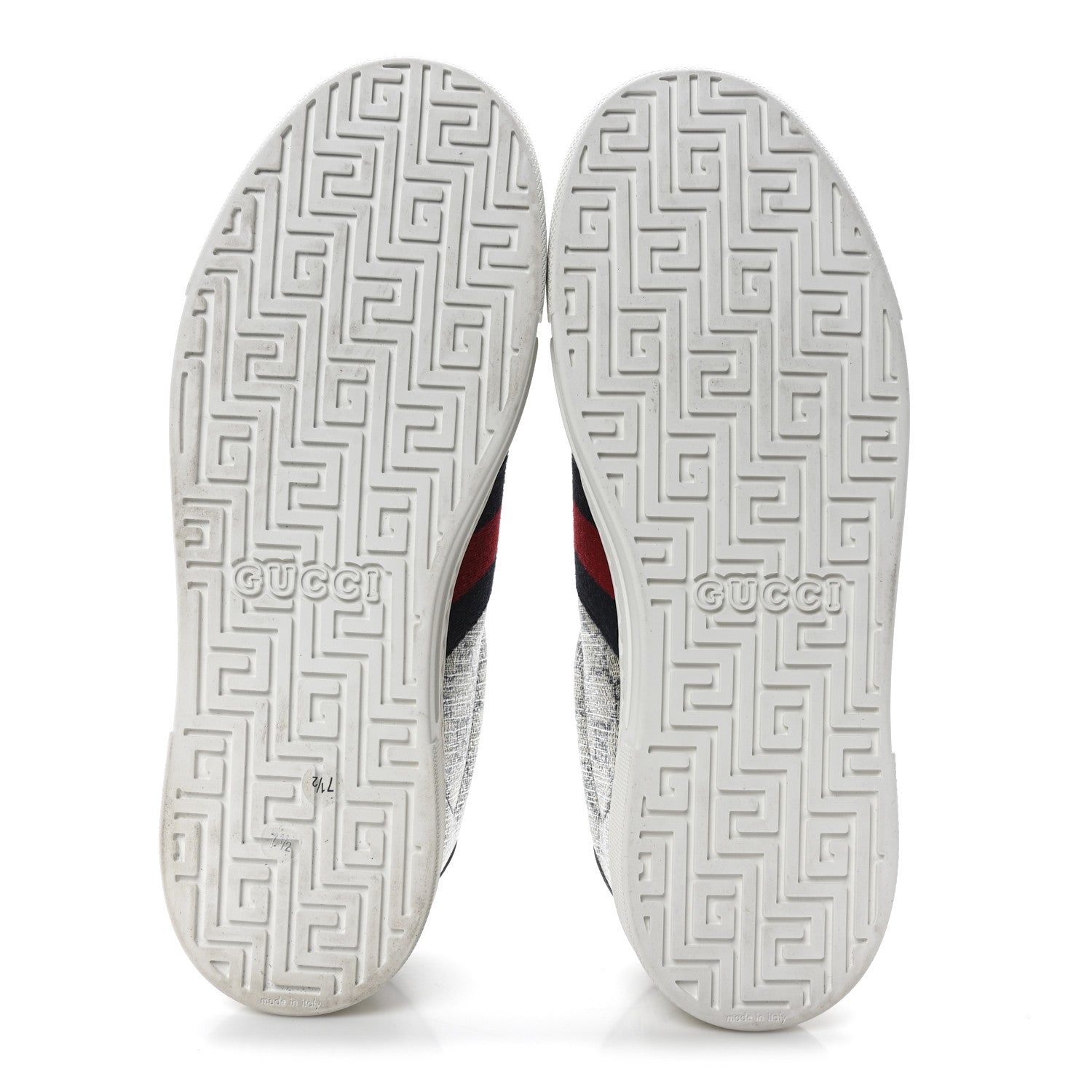 GG Supreme Monogram Metal Web Mens Ace Sneakers 7.5 Beige Blue Silver