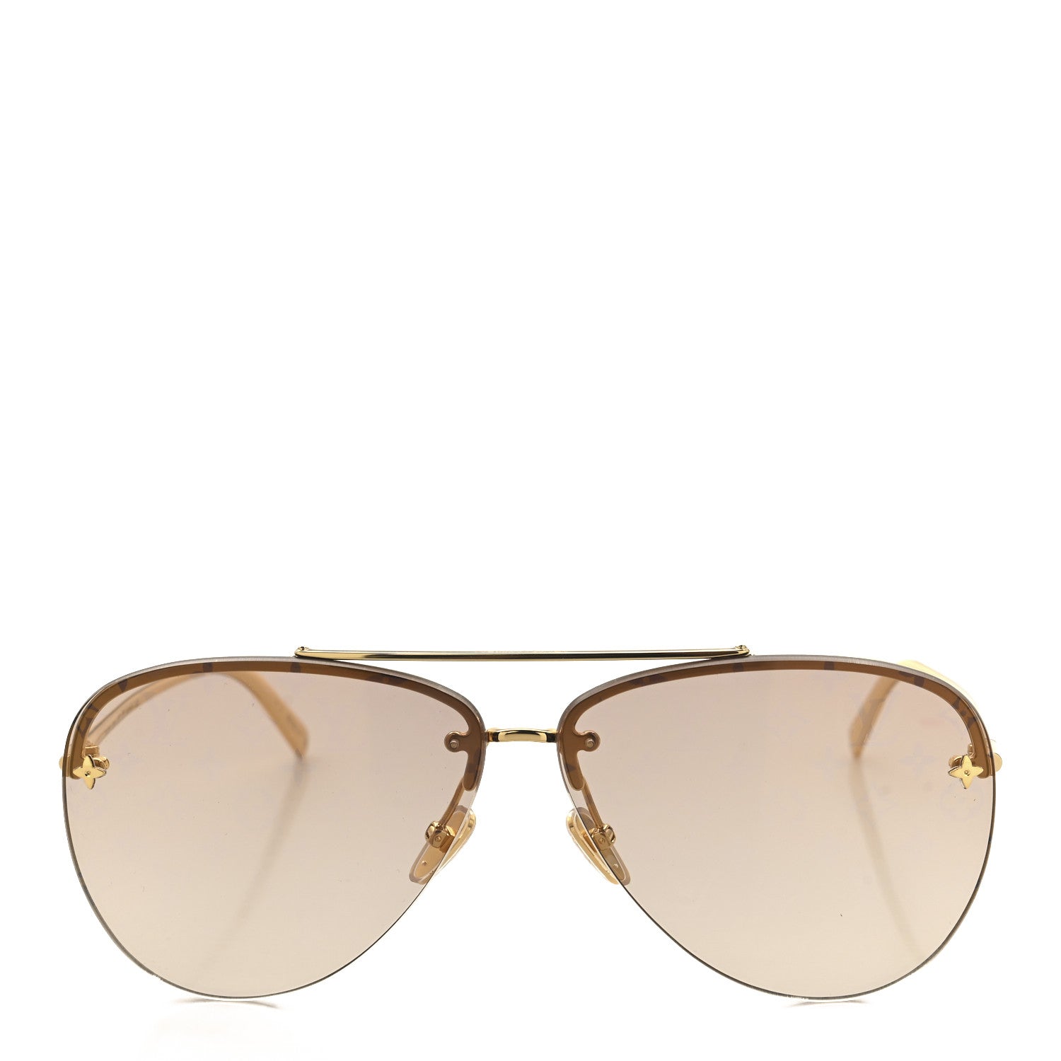 Metal Monogram LV Pilot Light Sunglasses Z1913U Gold Gradiant Brown