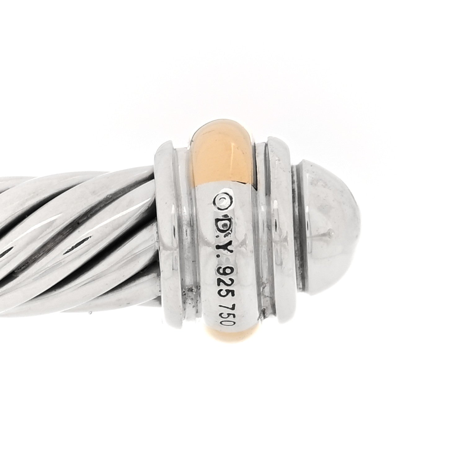 Sterling Silver 14K Yellow Gold 5mm Cable Classics Dome Bracelet