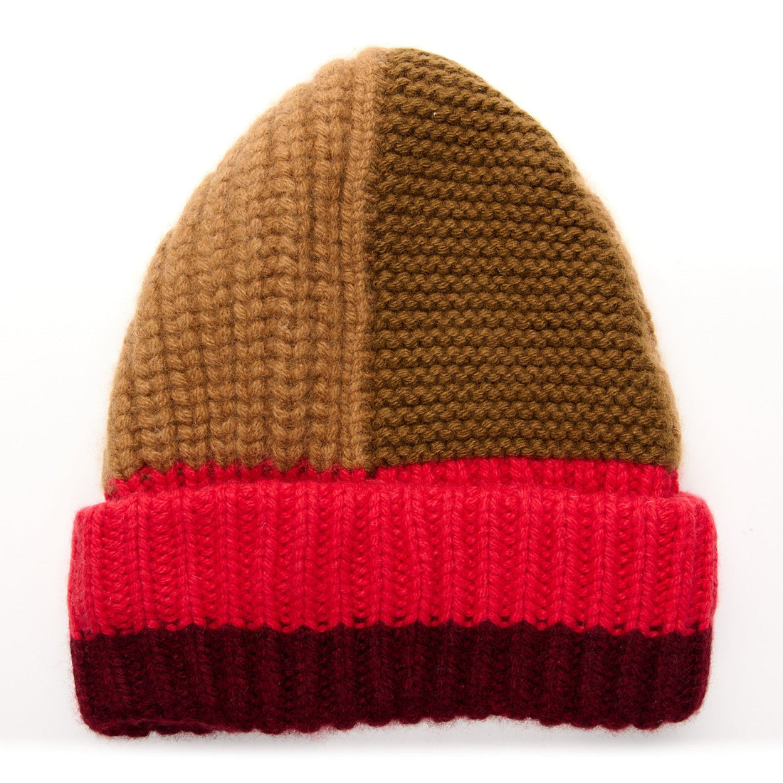 Cashmere Detroit Beanie Hat S Beige Bordeaux
