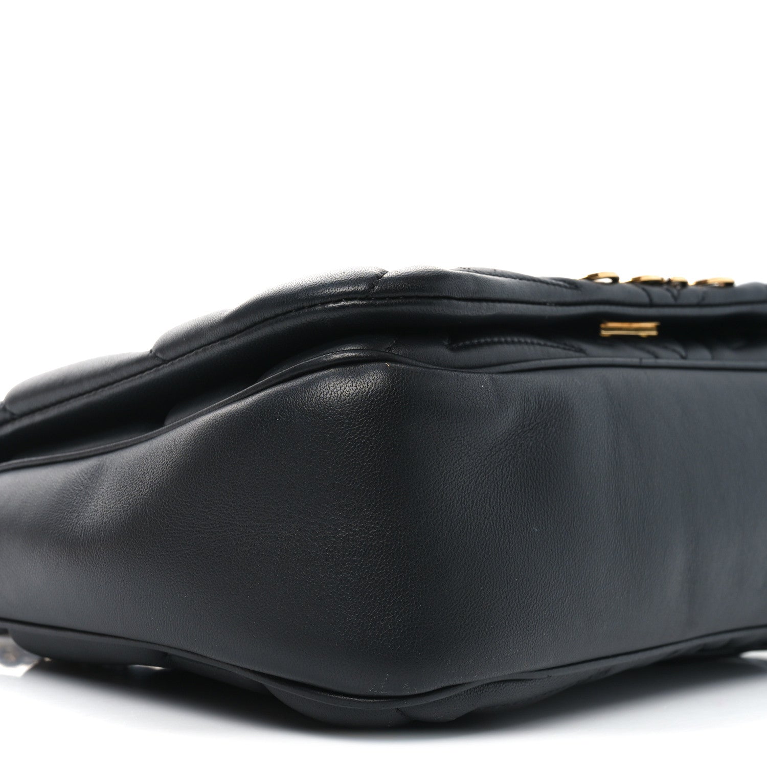 Calfskin Quilted The Seal Chain Shoulder Bag Black