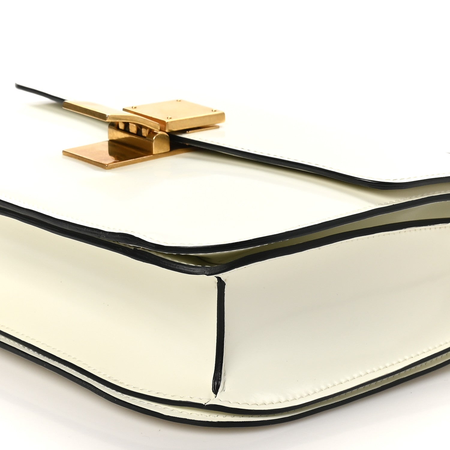 Spazzolato Calfskin Medium Classic Box Bag White