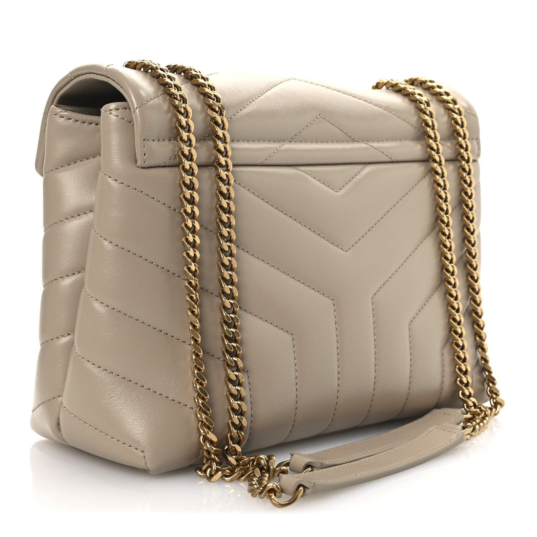 Calfskin Y Quilted Monogram Small Loulou Chain Satchel Dark Beige