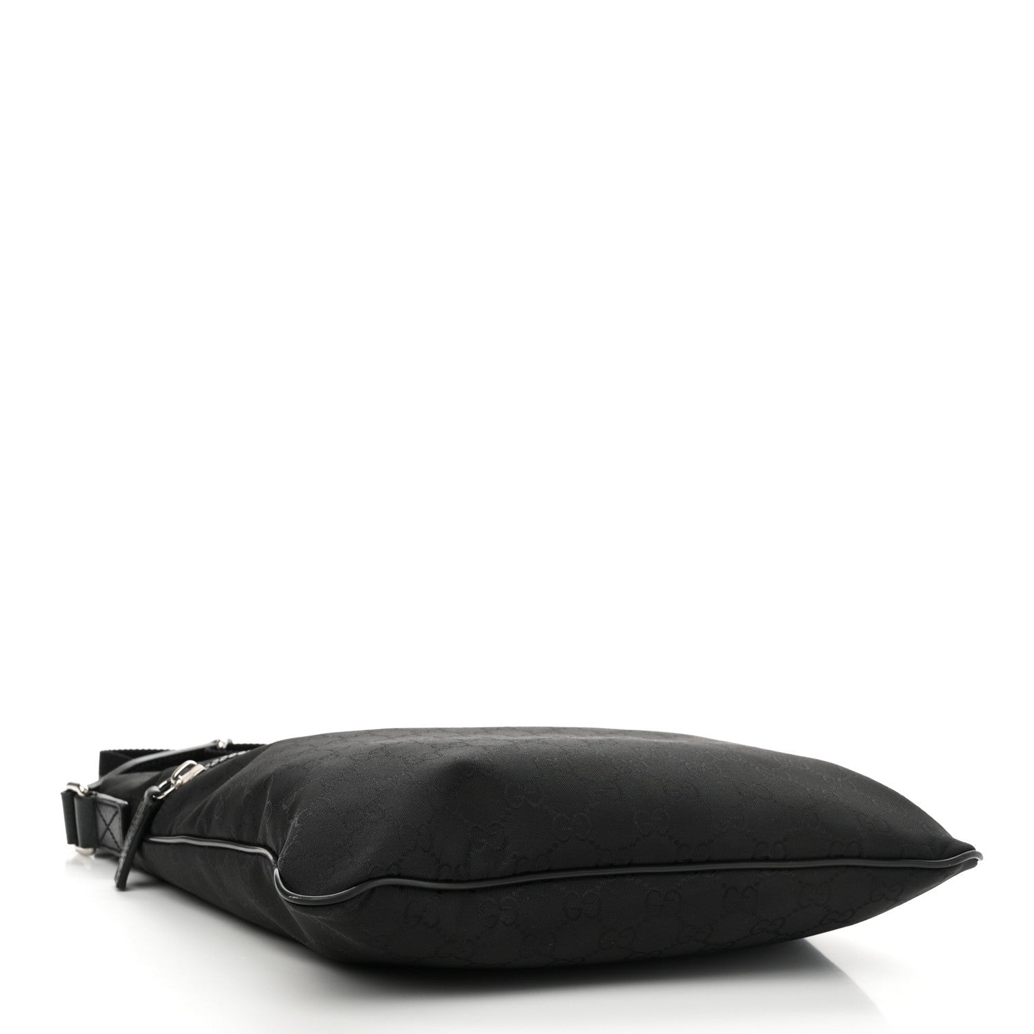 Nylon Monogram Medium Flat Messenger Bag Black