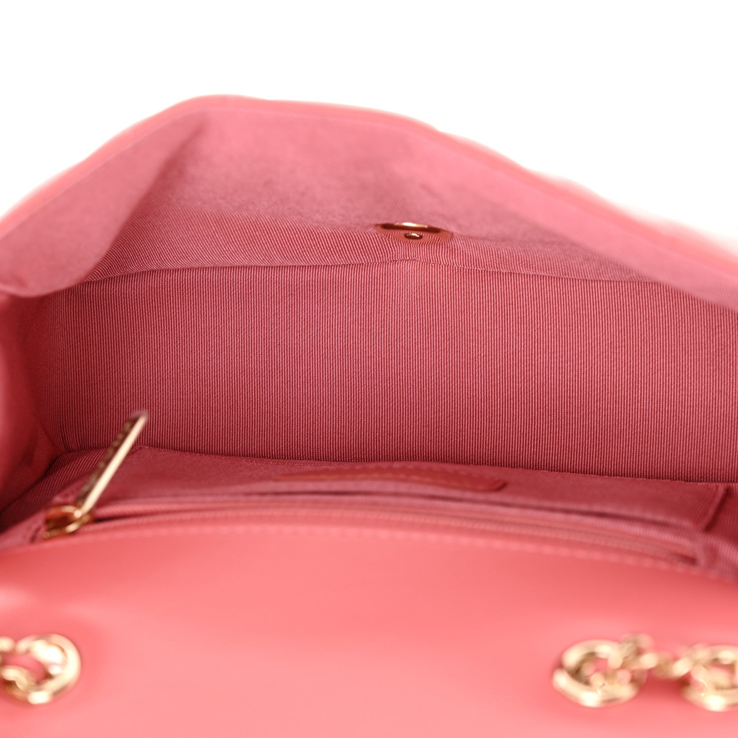 Calfskin Chevron Quilted Mini Statement Flap Pink