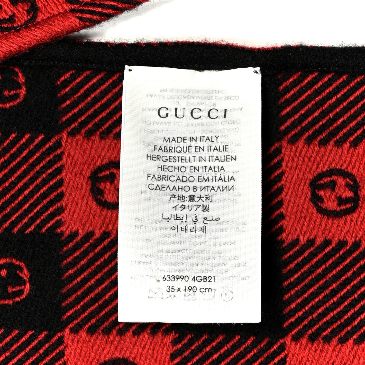 Wool Cotton Interlocking G Scarf Black Red