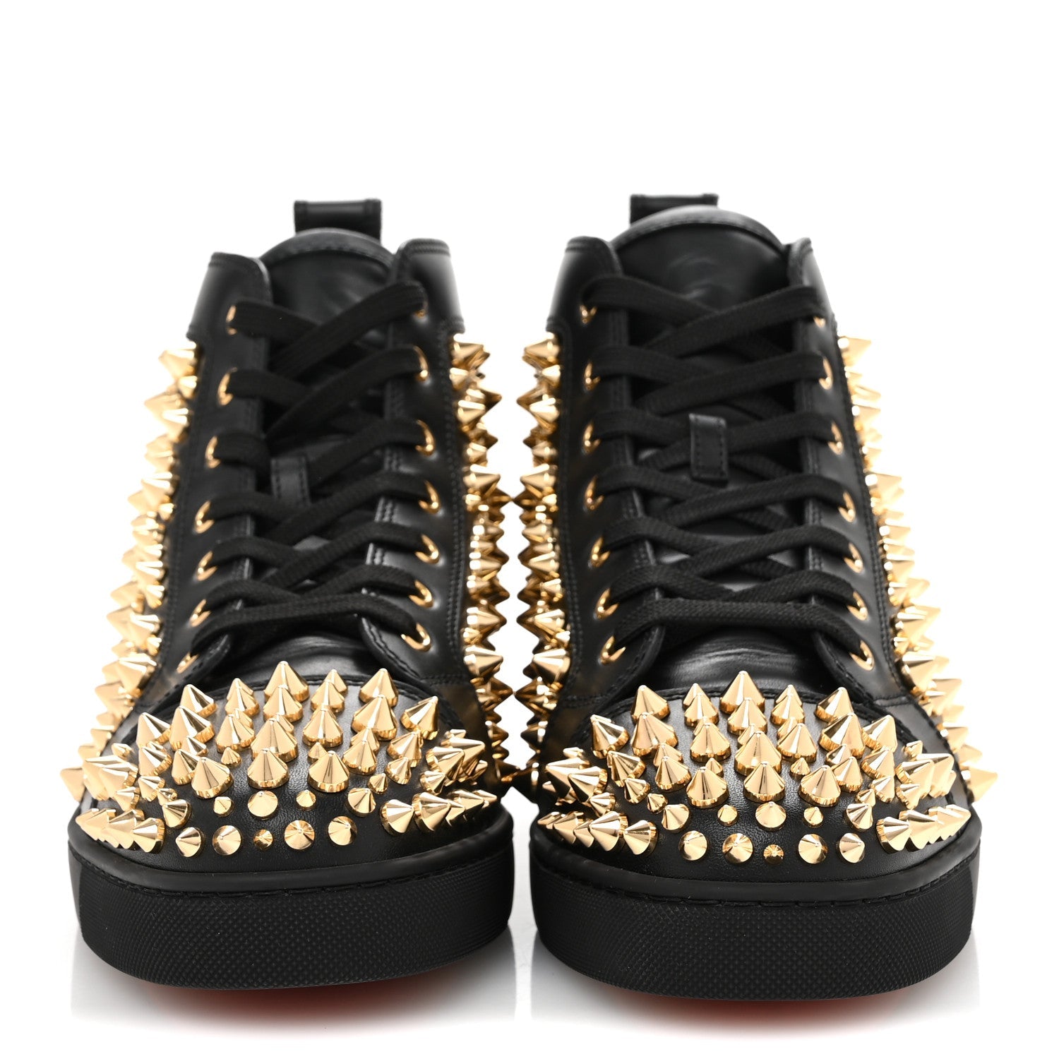 Calfskin Louis Spikes Flat Mens Sneakers 42.5 Black