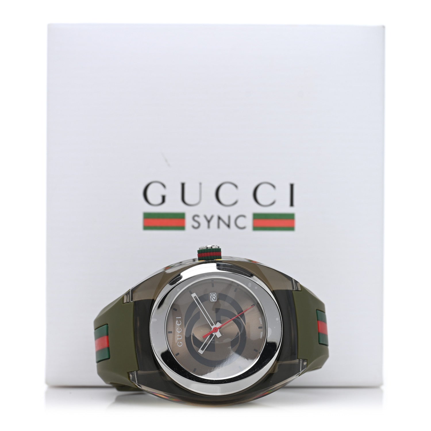 Stainless Steel Rubber 46mm Sync Web Quartz Watch Hunter Green