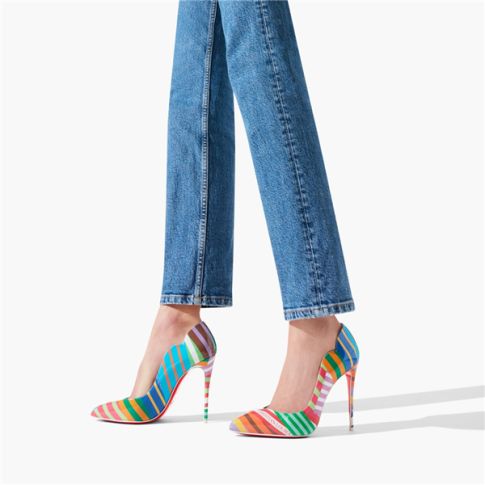 CL Pumps Hot Chick 100 mm Multi/lin Blue-white Patent leather