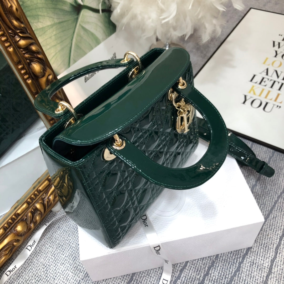 medium lady 24 blue green patent calfskin