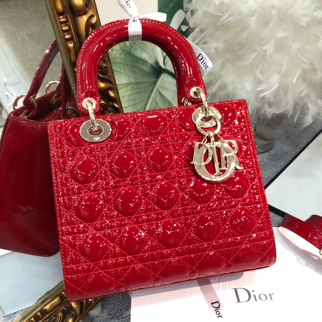 medium lady 24 red patent calfskin