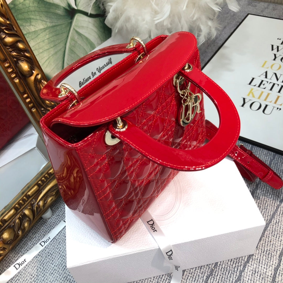 medium lady 24 red patent calfskin