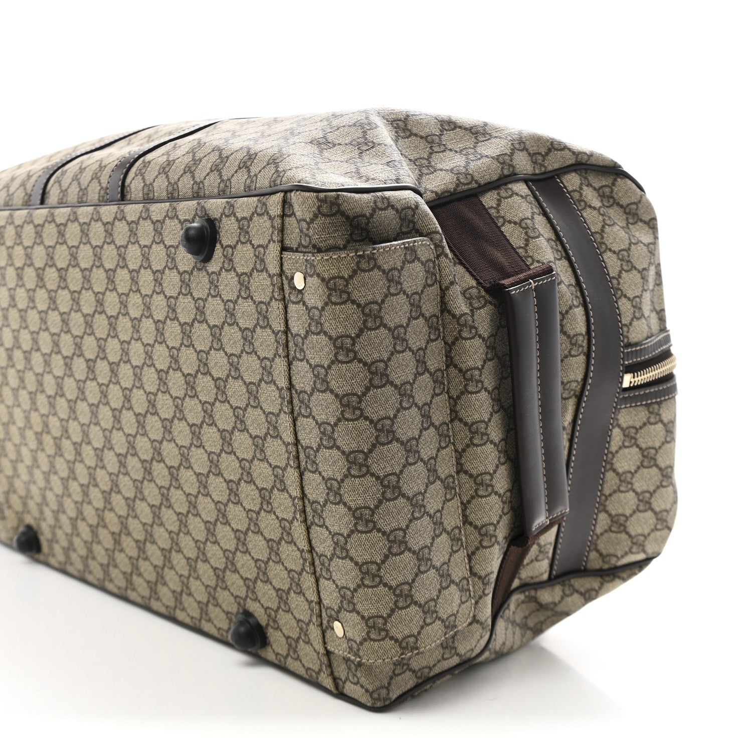 GG Plus Monogram Large Carry On Duffle Trolley Beige Ebony Cocoa Dark Chocolate