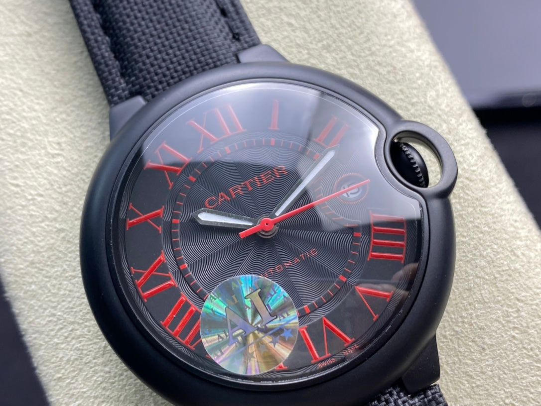 Cartier Balloon 42mm Black Red Automatic