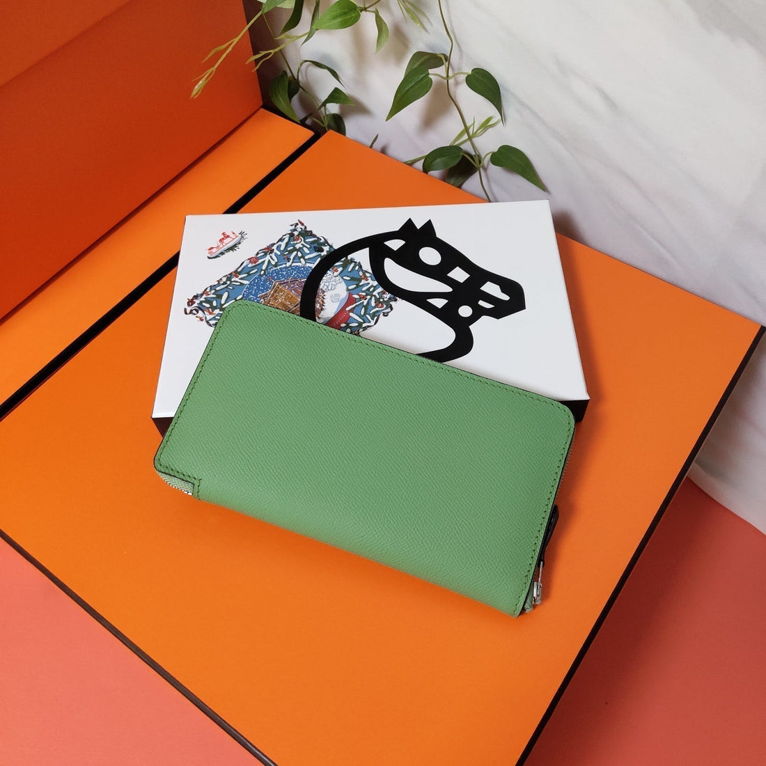 HM Zipper Wallet 20 Green Epsom