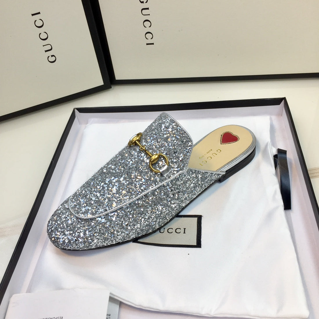 GG PrinceTown Silver Metalic Glitter Mule