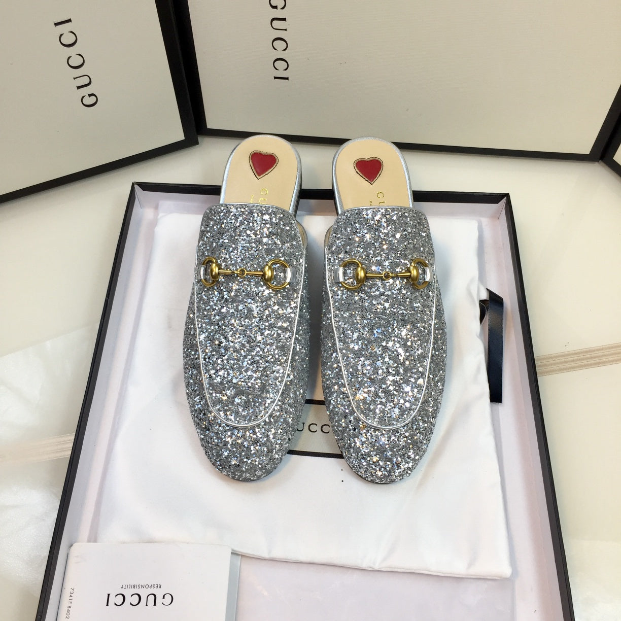 GG PrinceTown Silver Metalic Glitter Mule