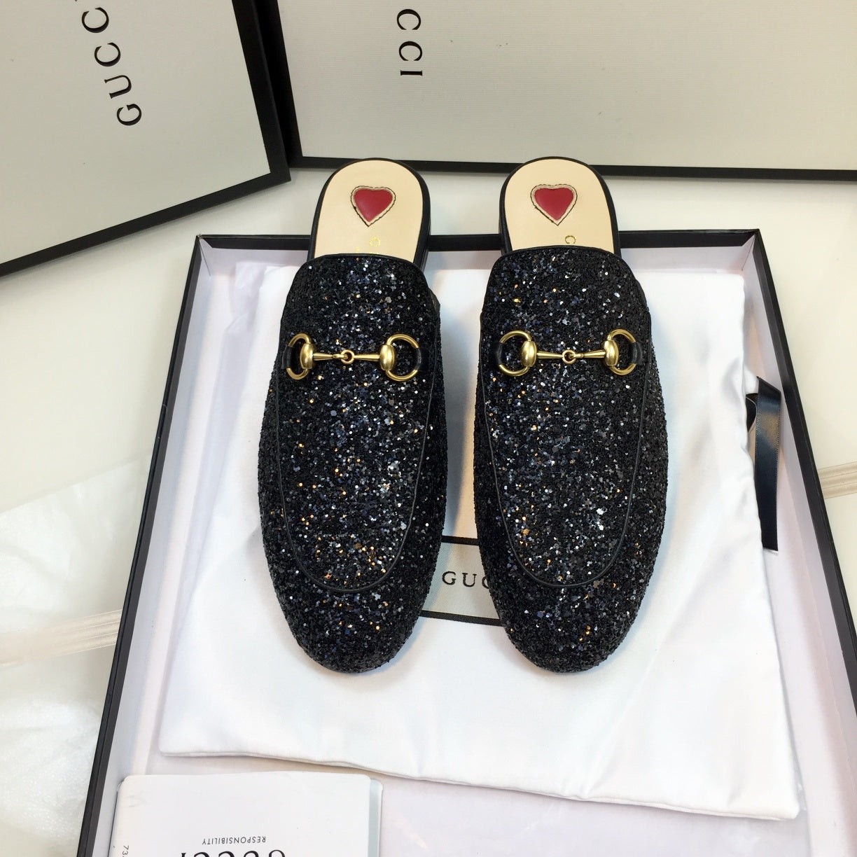 GG PrinceTown Black Glitter Mule