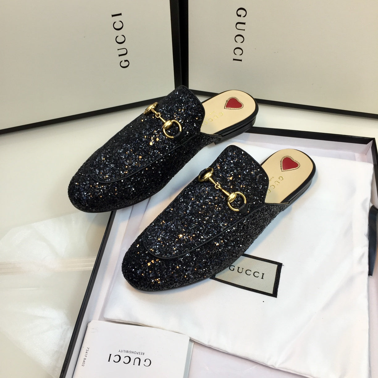 GG PrinceTown Black Glitter Mule