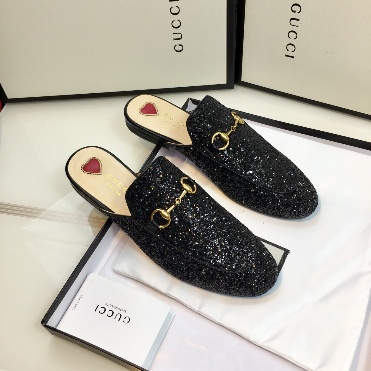 GG PrinceTown Black Glitter Mule