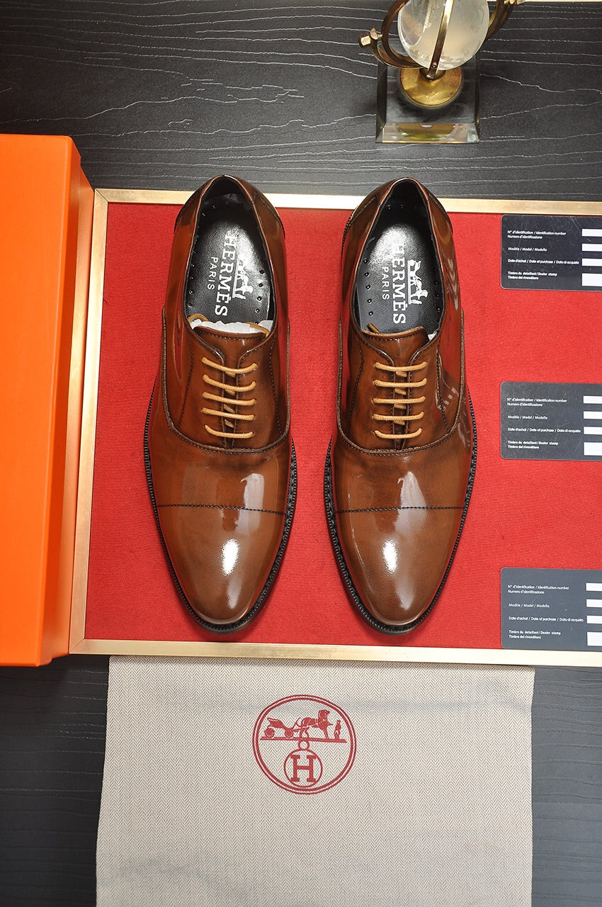 HM Men's Shoe Brown Patent Leather 526107