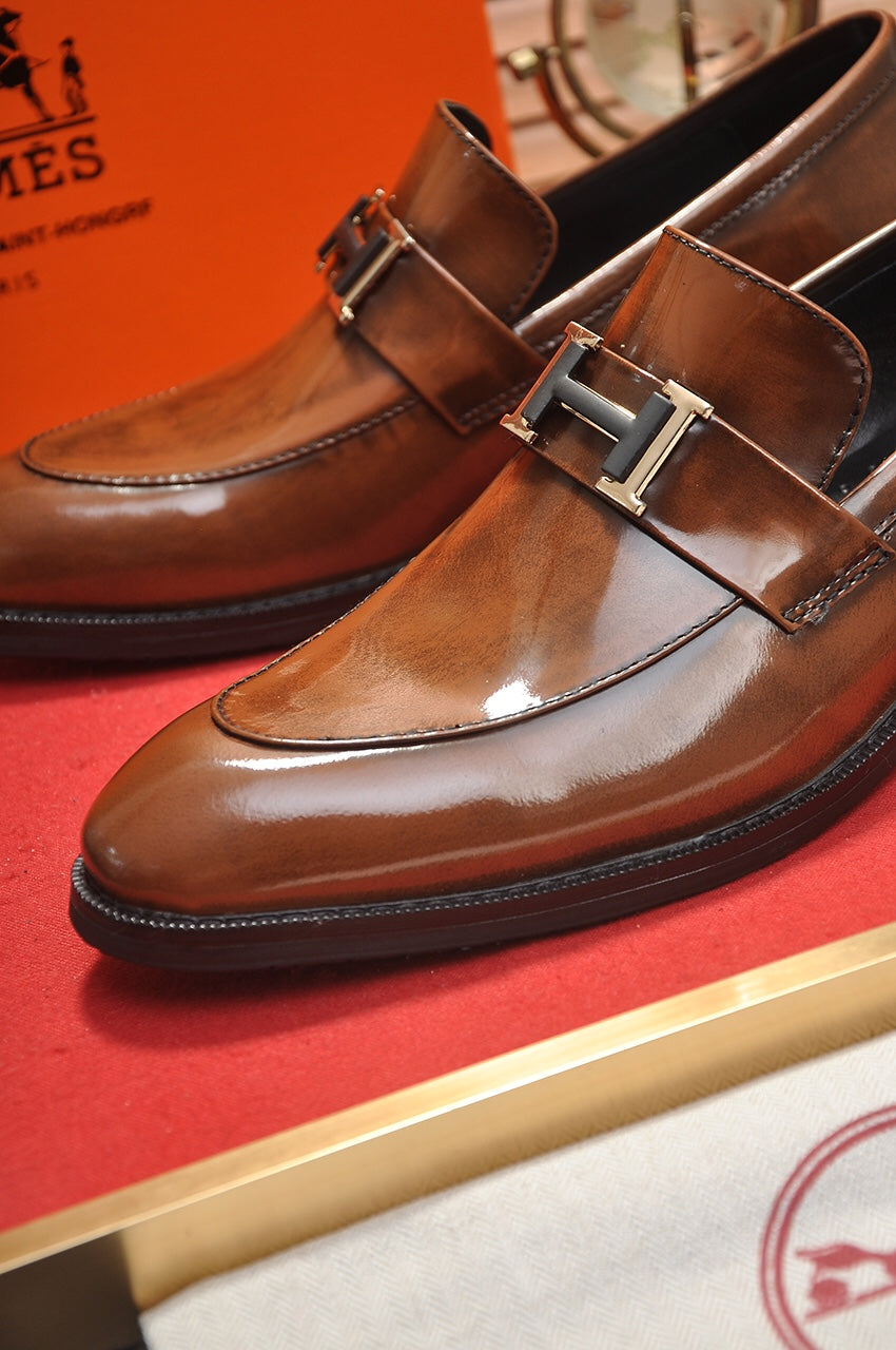 HM Men's Loafer Brown Patent Leather 526111