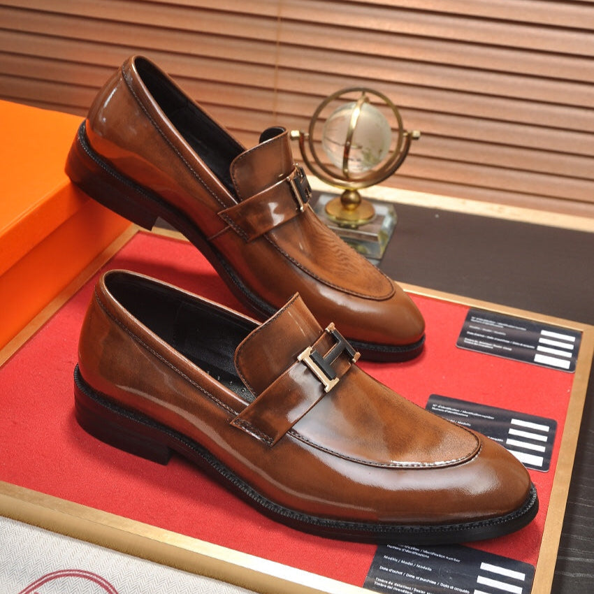 HM Men's Loafer Brown Patent Leather 526111
