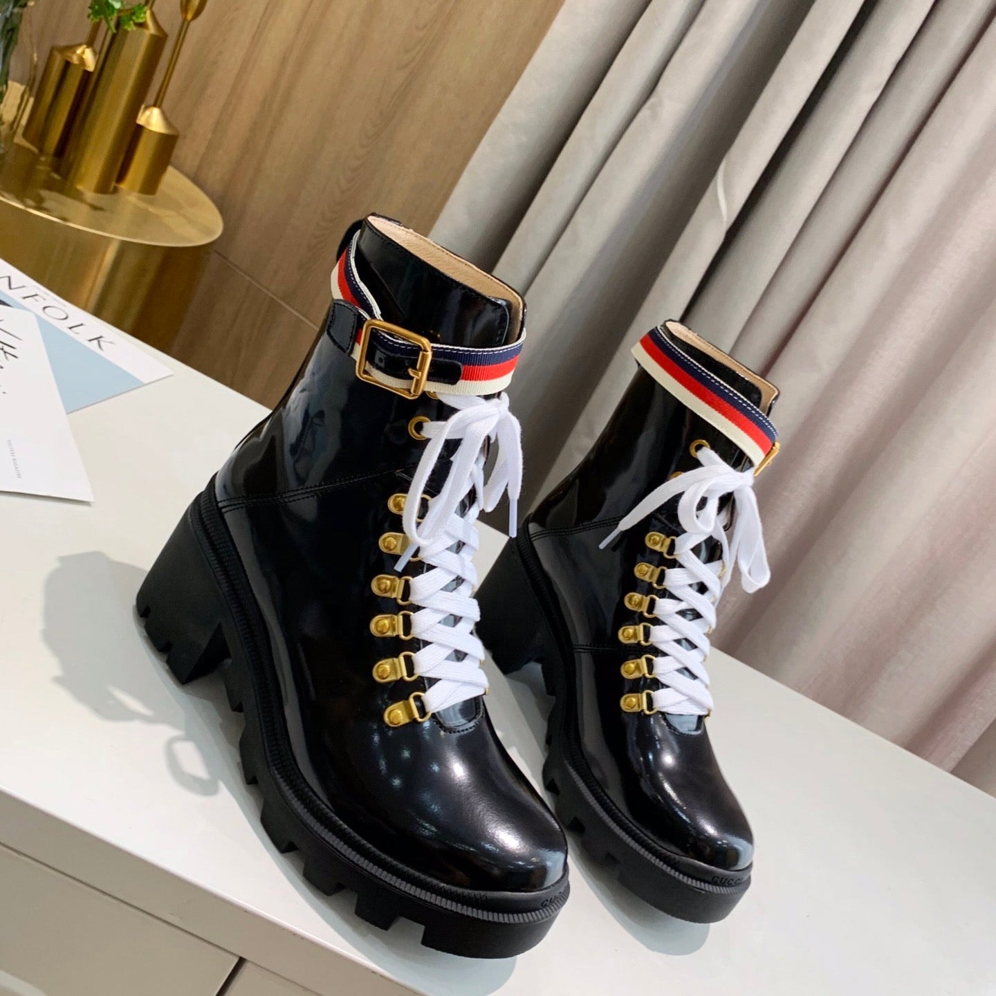 GG ankle boots Black Calfskin Sylvie Web