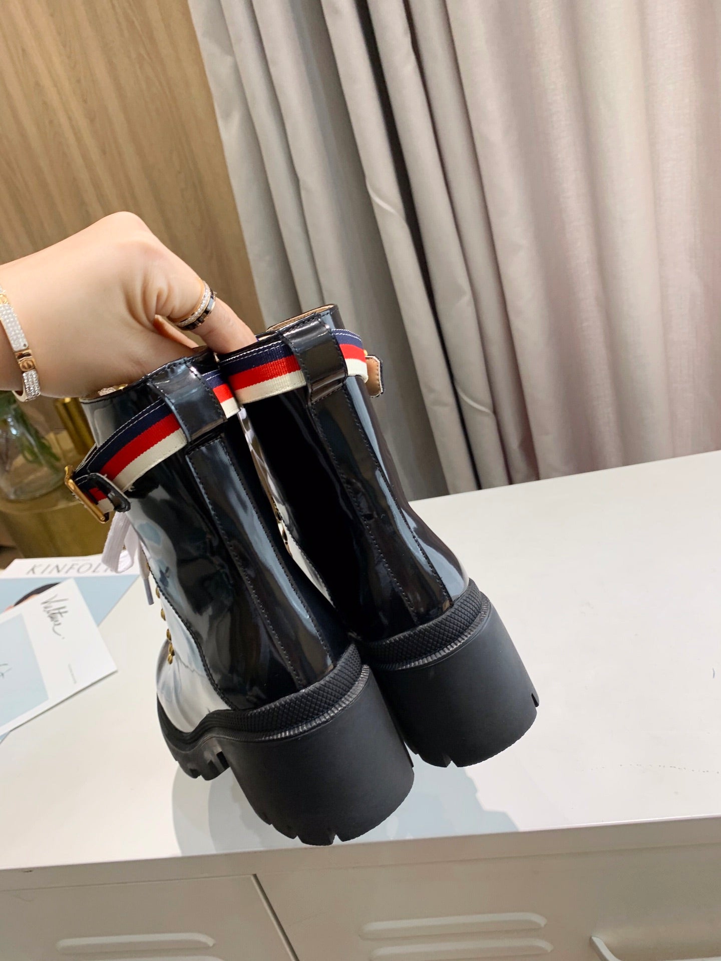 GG ankle boots Black Calfskin Sylvie Web