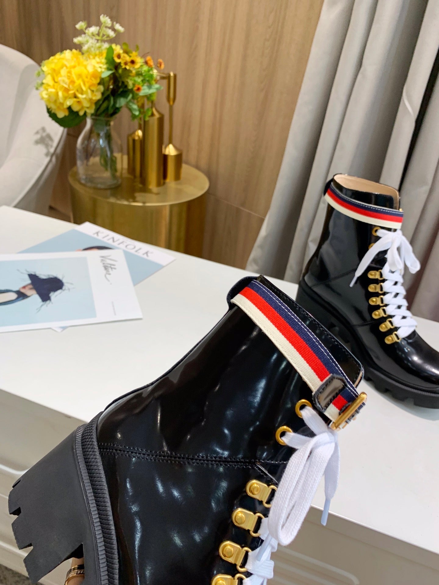 GG ankle boots Black Calfskin Sylvie Web