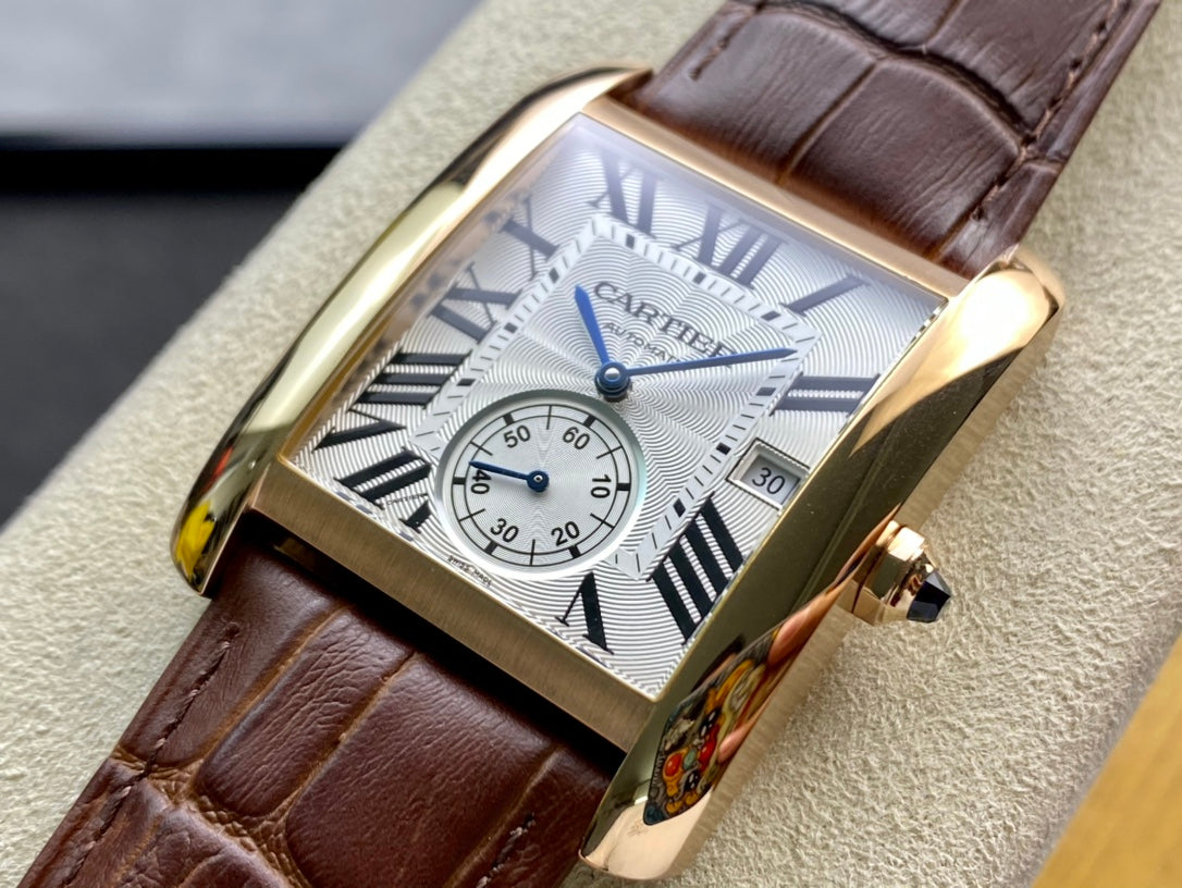 Cartier Tank 34mm Brown Gold White Dial