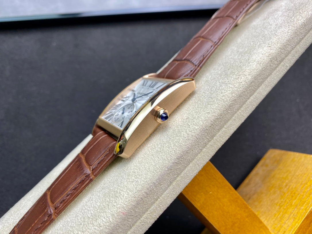 Cartier Tank 34mm Brown Gold White Dial