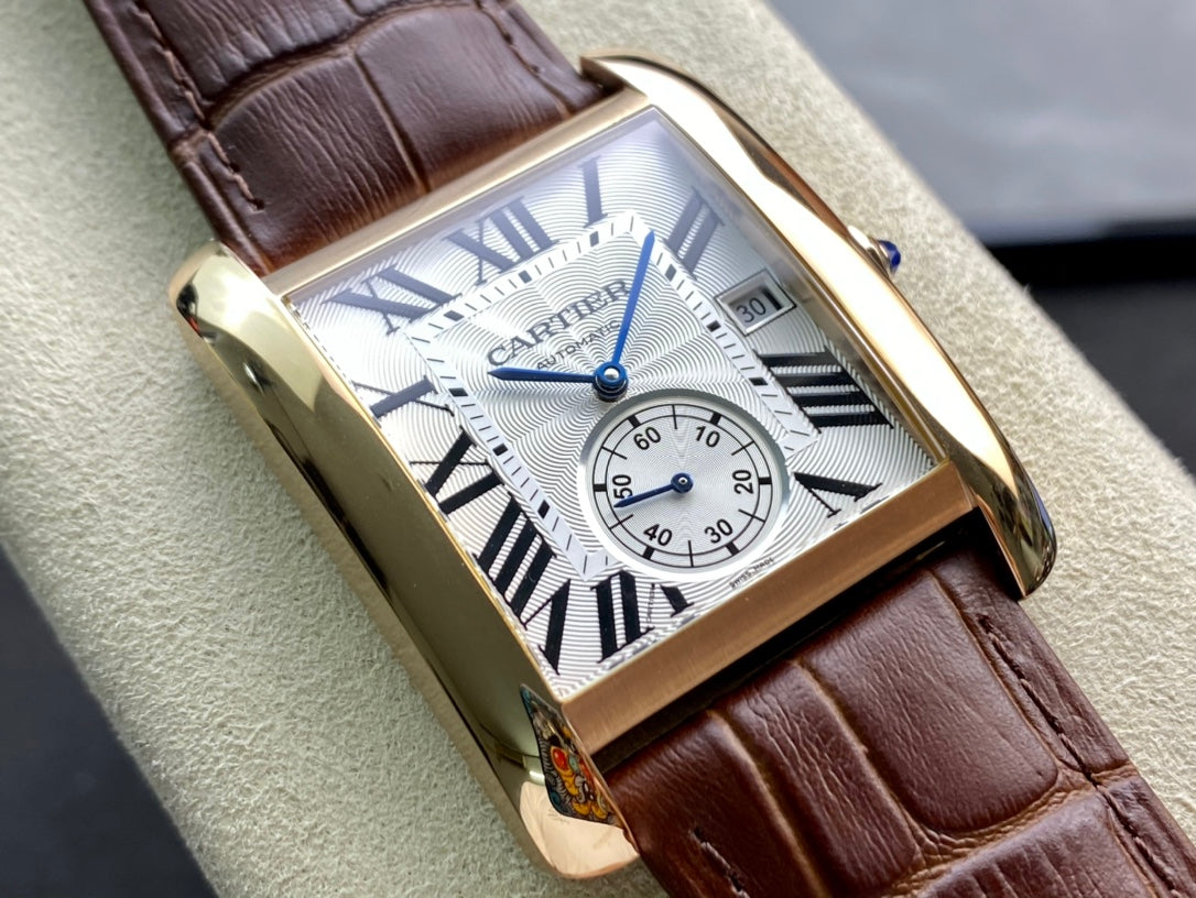 Cartier Tank 34mm Brown Gold White Dial