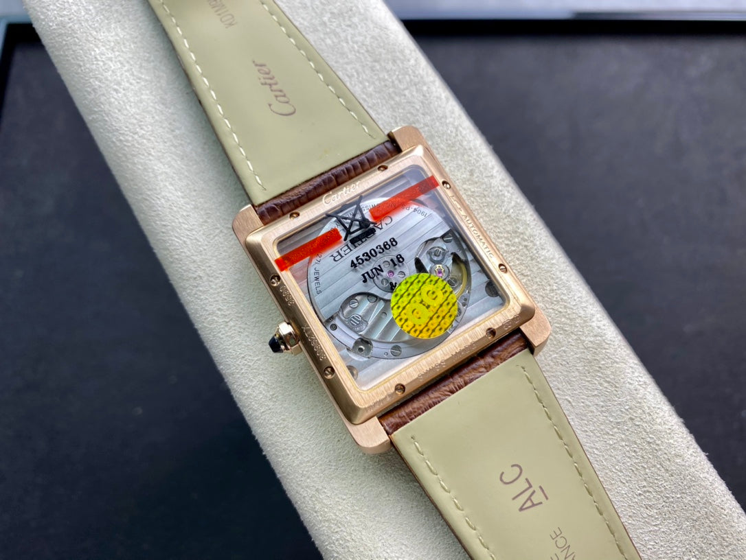 Cartier Tank 34mm Brown Gold White Dial