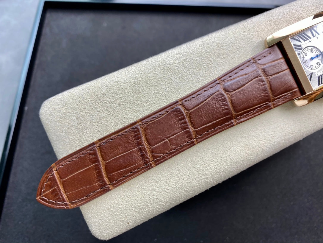 Cartier Tank 34mm Brown Gold White Dial