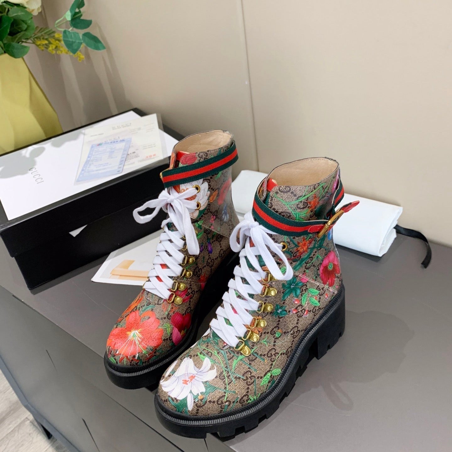 GG ankle boots Multicolor Floral Sheepskin